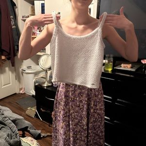 white fluffy ish crop top size meduim